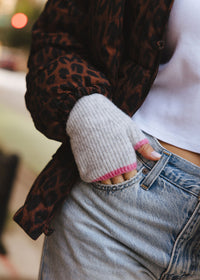 MAD HTR Wrist Warmers - Heather Grey & Pink