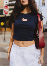 Hot Dog Icon Baby Tee - Navy