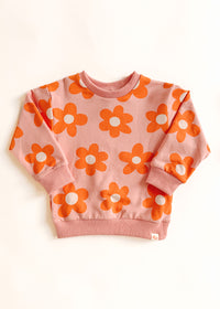 Floral French Terry Two-Tone Set - Pink & Ivory