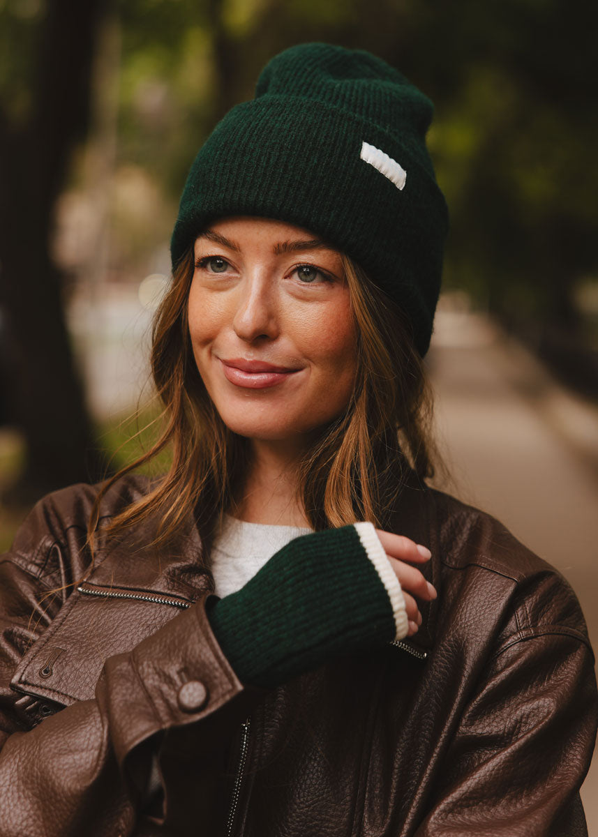 MAD HTR Wrist Warmers - Green & Ivory