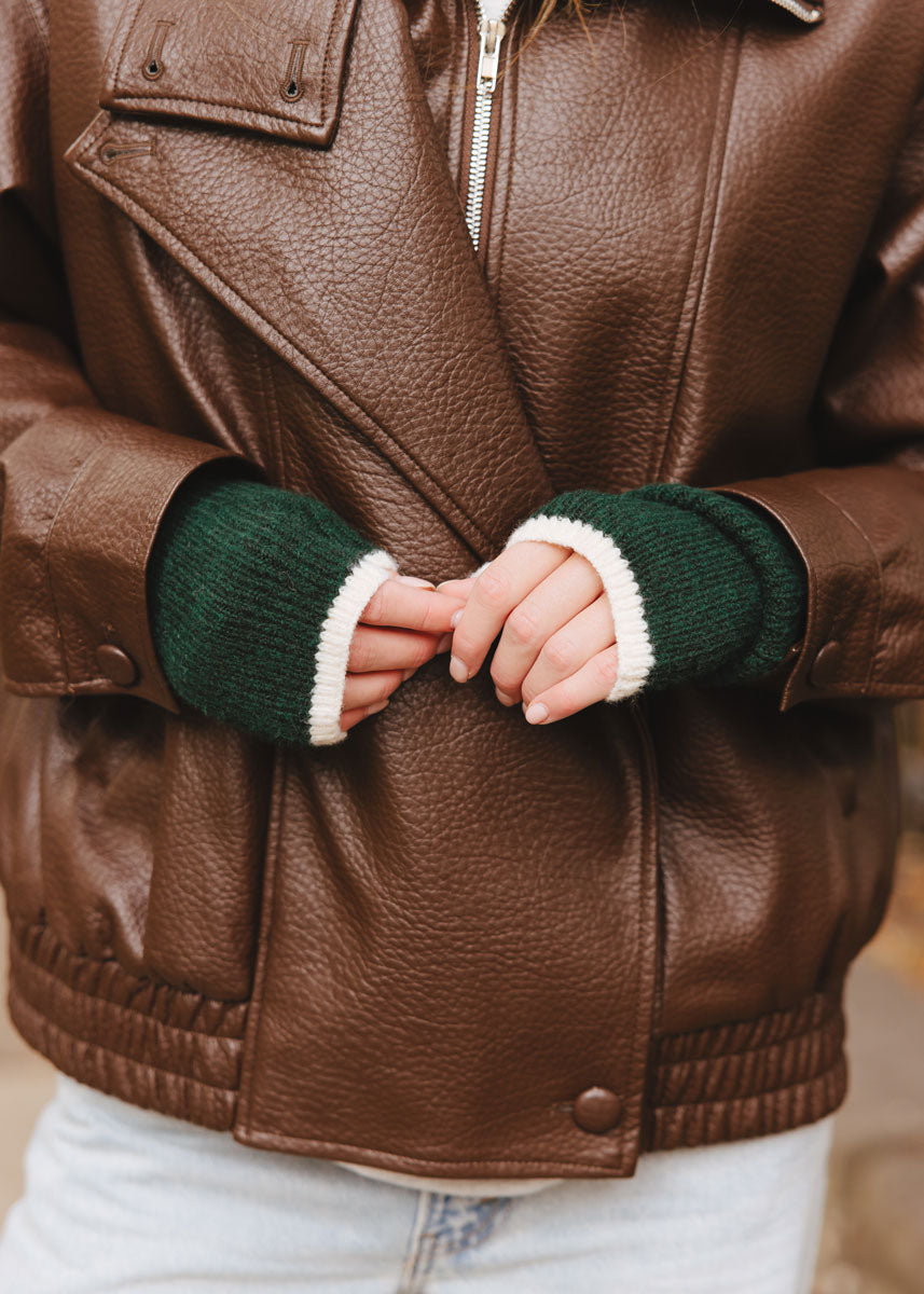 MAD HTR Wrist Warmers - Green & Ivory