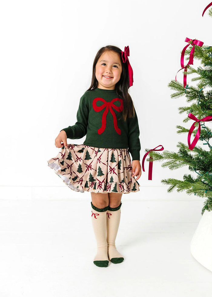 Vanilla Bow Lace Top Knee High Socks