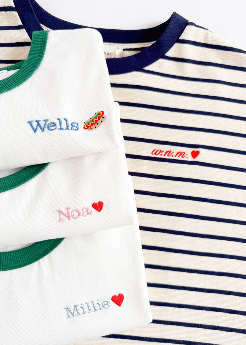 Landon Striped Tee - Natural Navy