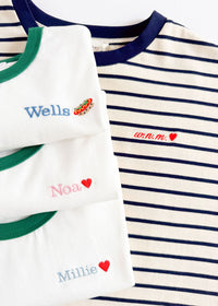 Landon Striped Tee - Natural Navy