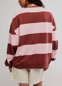 Classic Wide Striped Crew - Strawberry Wine Combo