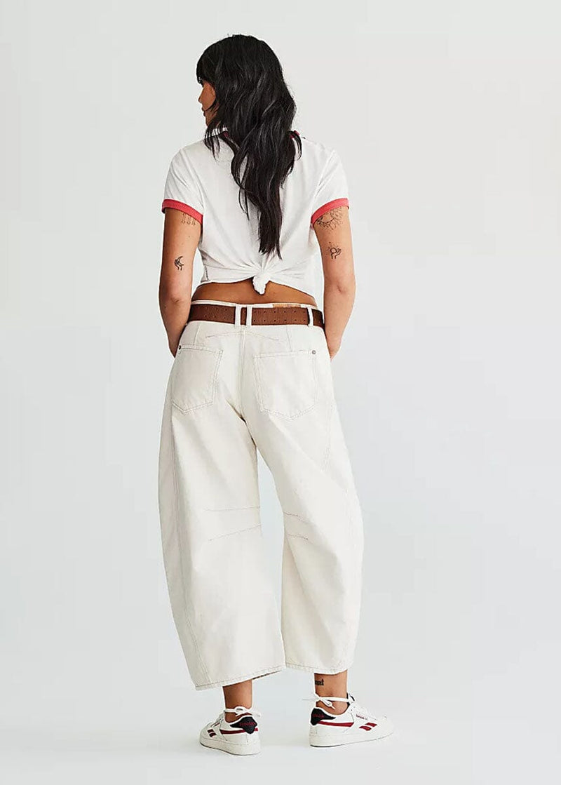 Good Luck Mid Rise Barrel Jeans - Milk