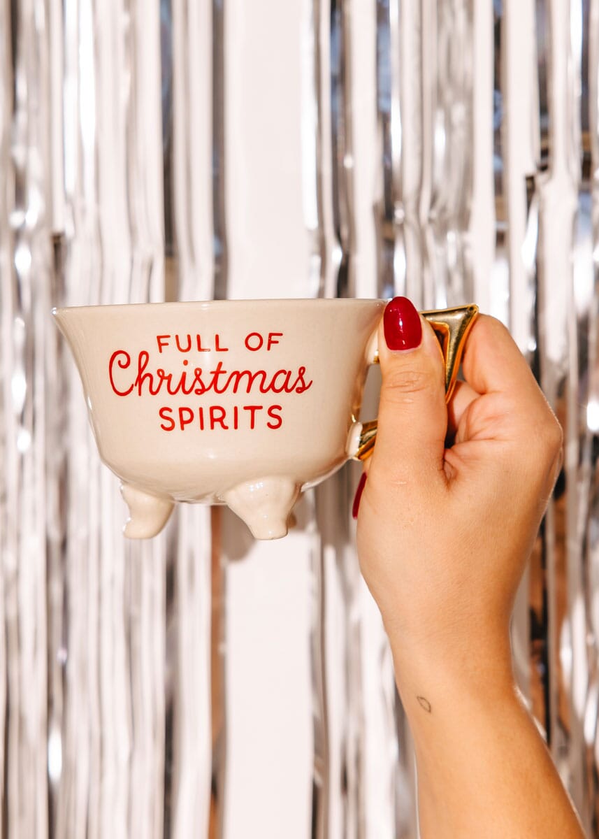 Stoneware Footed Teacup - Full Of Christmas Spirits