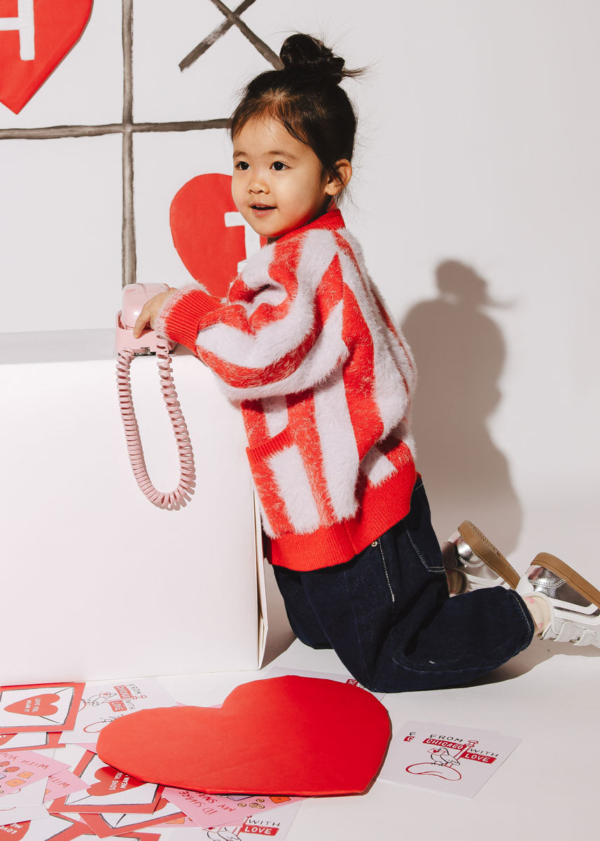 Big Top Striped Cardigan - Red & Lavender