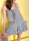 Sedona Gingham Tie Crop Top & Mini Skirt Set - Black