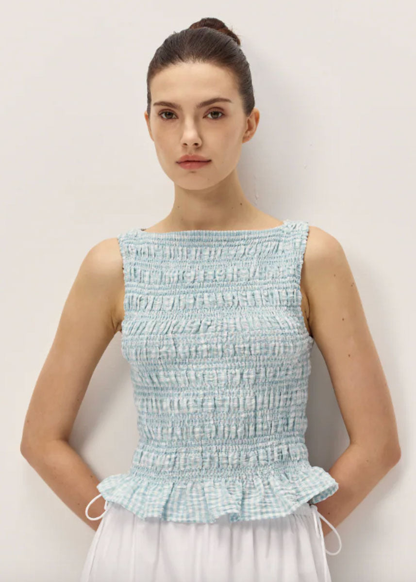 Tegan Top - Seafoam Gingham