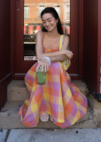 Juna Midi Dress - Orange Pink Multi