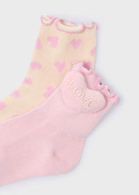 Elsie Jacquard Heart Socks (2-Pack) - Nude