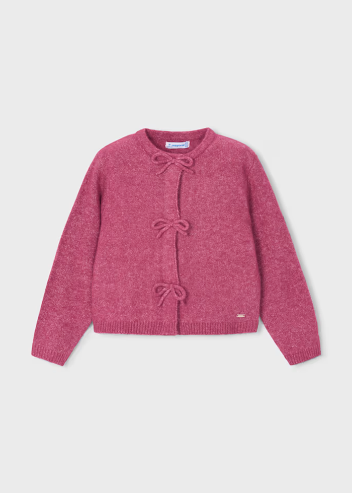 Bow Detail Knit Cardigan - Petal