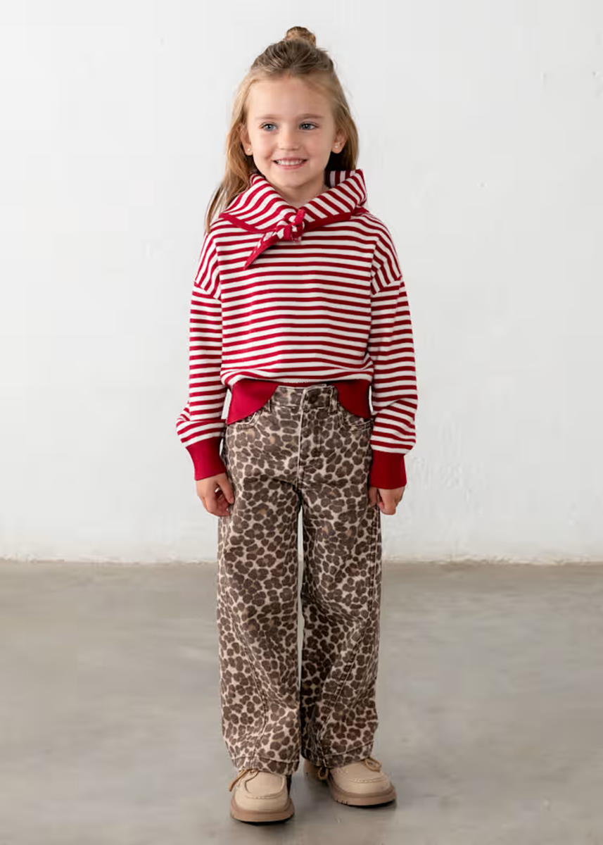 Augusta Striped Sweater With Scarf - Cherry