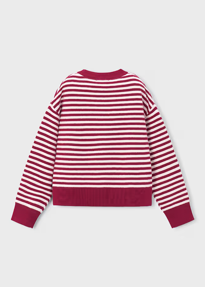 Augusta Striped Sweater With Scarf - Cherry