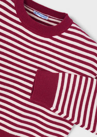 Augusta Striped Sweater With Scarf - Cherry
