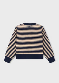 Augusta Striped Sweater With Scarf - Navy