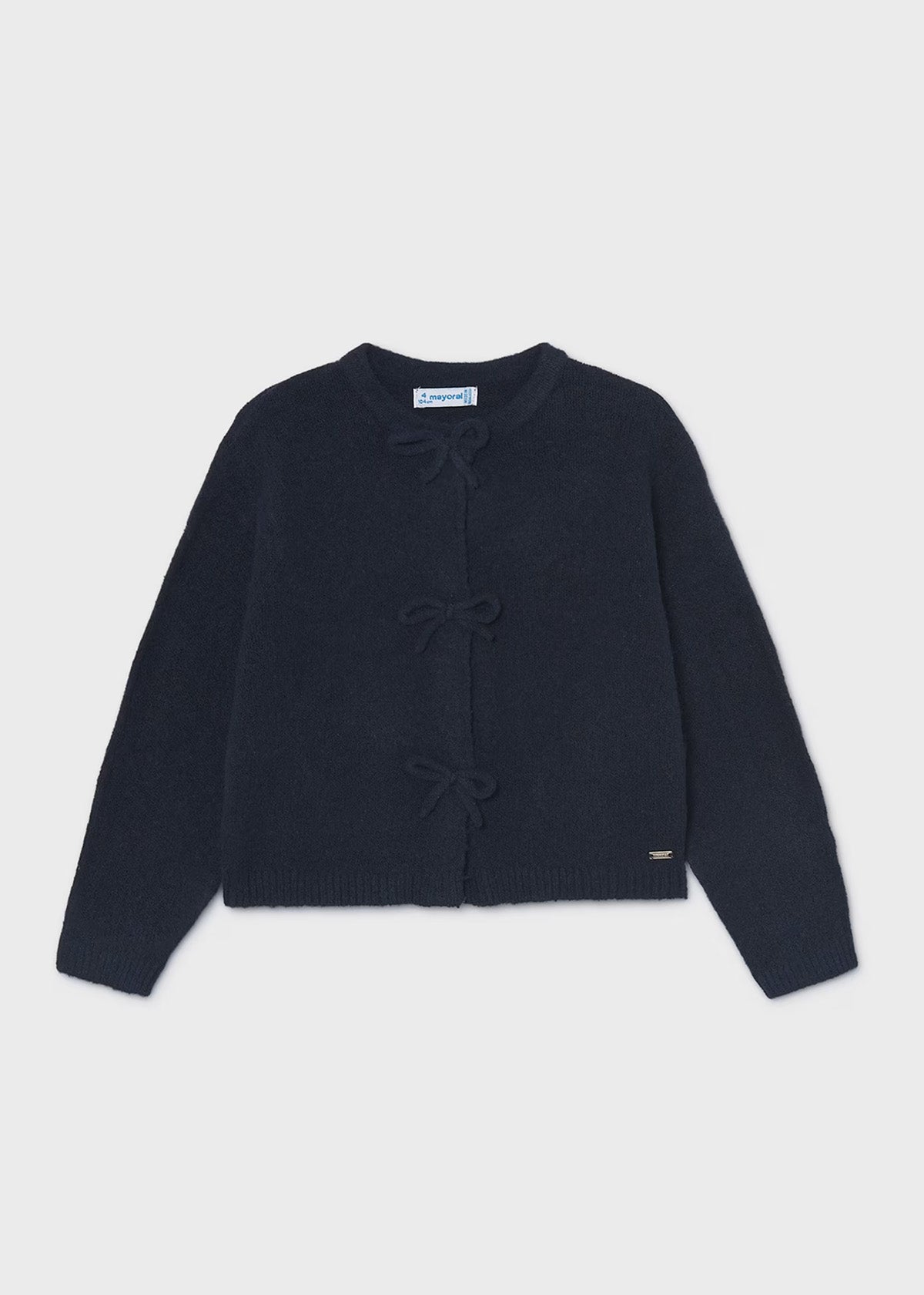 Bow Detail Knit Cardigan - Navy
