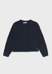 Bow Detail Knit Cardigan - Navy