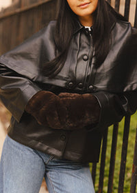MAD HTR Faux Fur Mittens - Chocolate