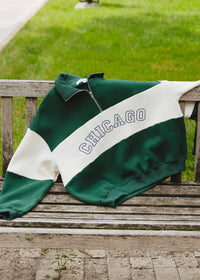 Chicago Color Blocked Quarter Zip Sweatshirt - Hunter Green