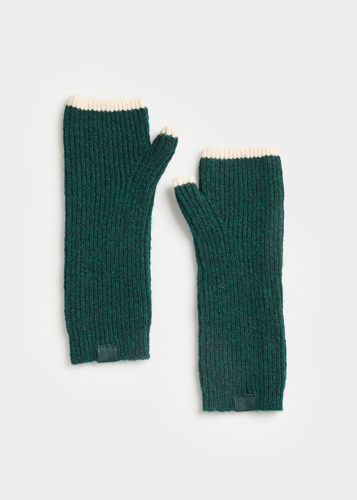 MAD HTR Wrist Warmers - Green & Ivory