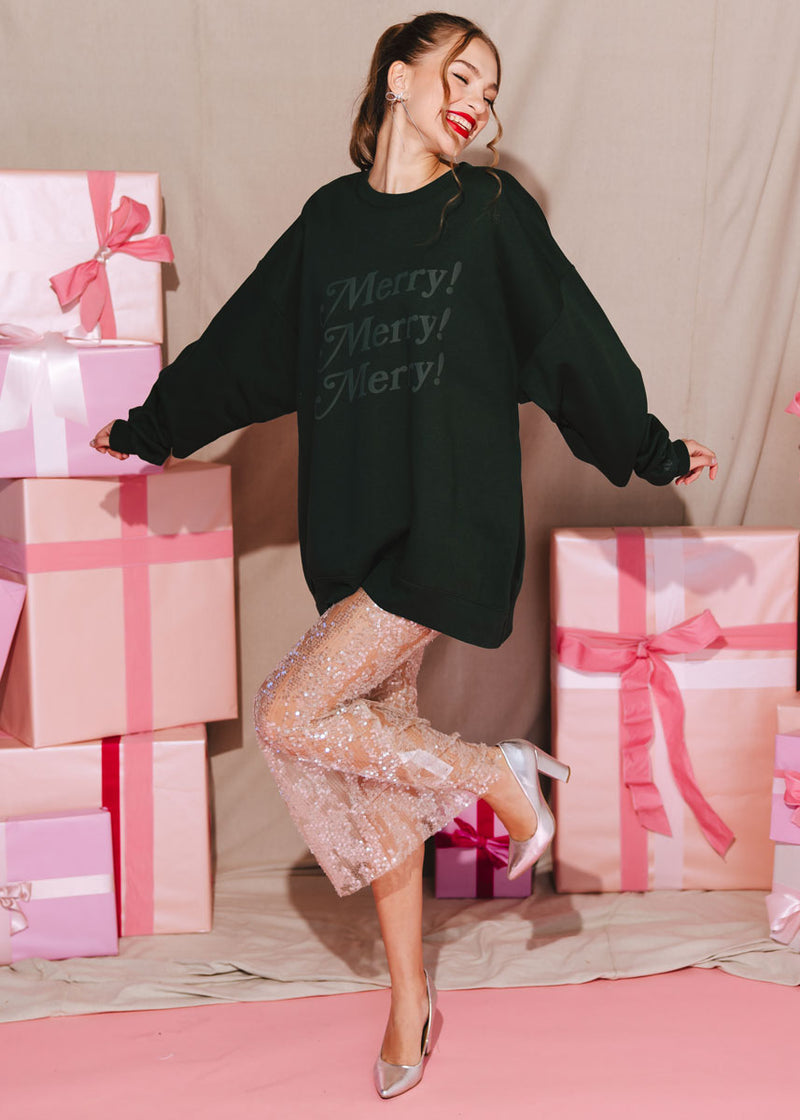 Merry! Merry! Merry! Crewneck Sweatshirt - Deep Forest