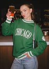 Chicago Blackhawks Striped Rib Crewneck - Green