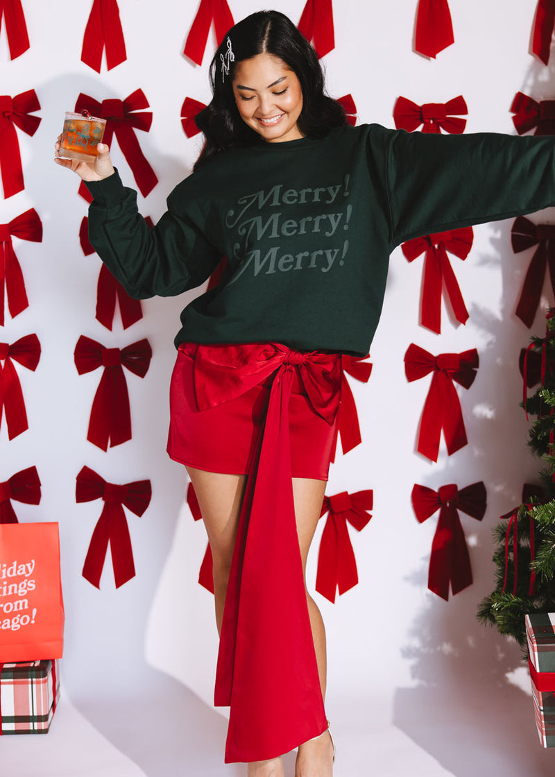 Merry! Merry! Merry! Crewneck Sweatshirt - Deep Forest