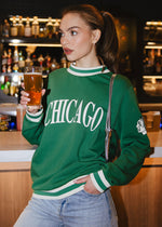 Chicago Blackhawks Striped Rib Crewneck - Green