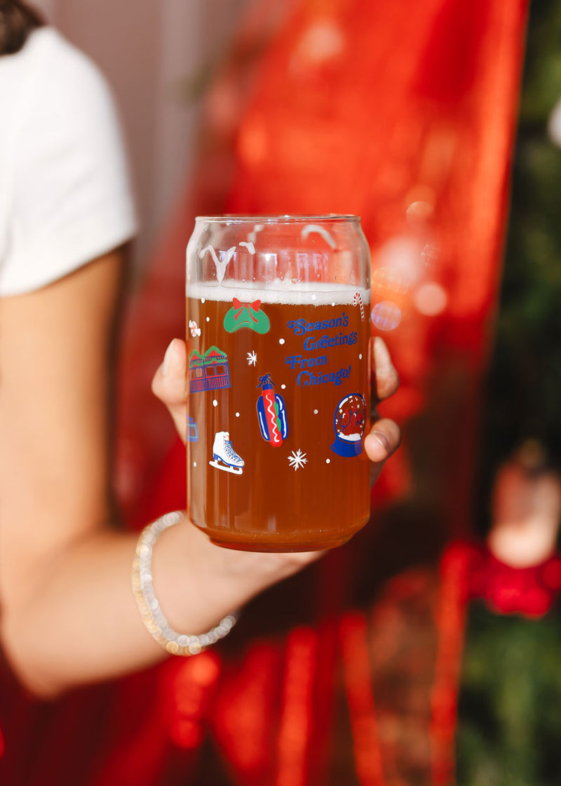 Chicago Holiday Icons Can Glass