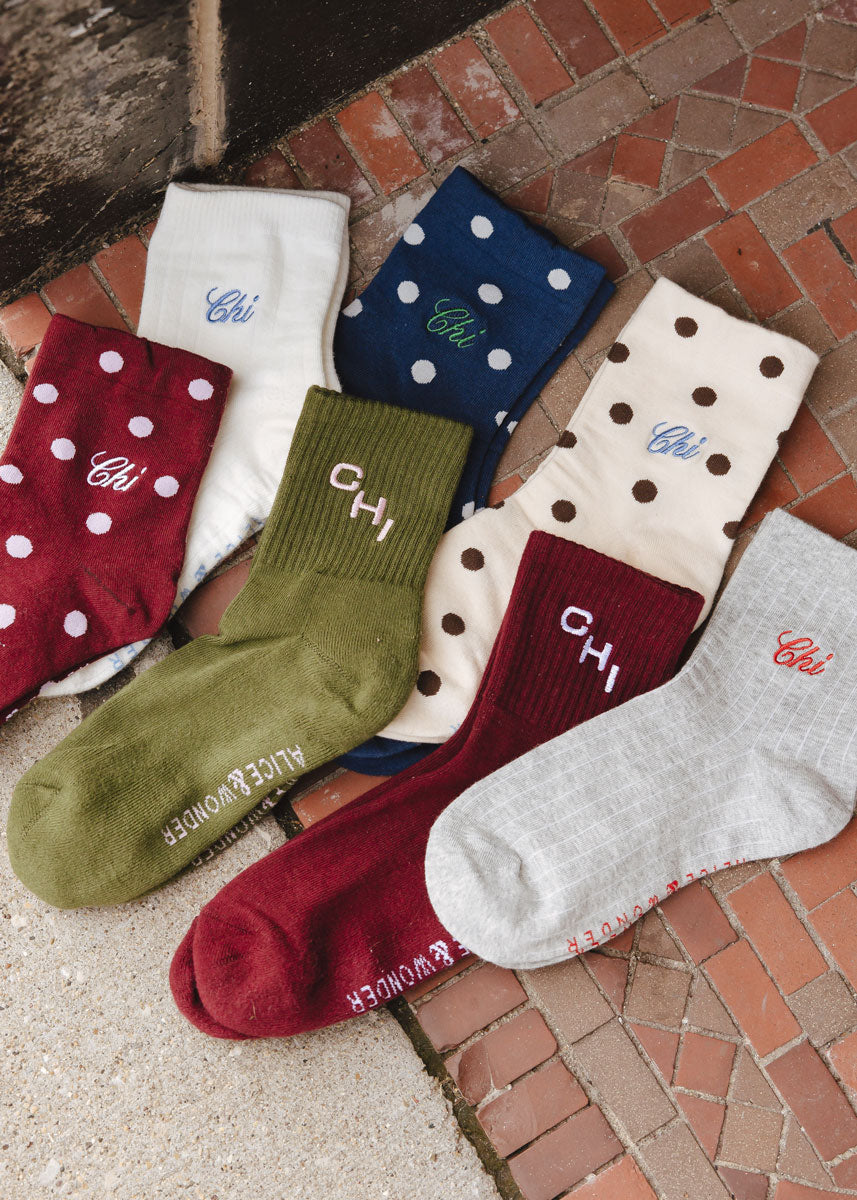 Chi Short Crew Sock - Burgundy