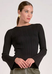 Gwendolyn Ribbed Long Sleeve Top - Black