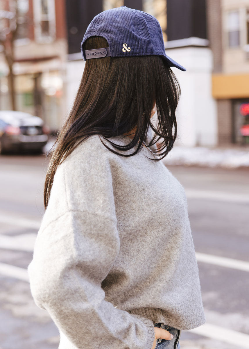 Chicago Forever Wide Whale Cord Hat - Navy & Butter