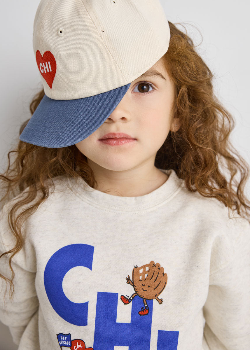 Toddler Chi Heart Icon Hat - Ivory & Breaker Blue