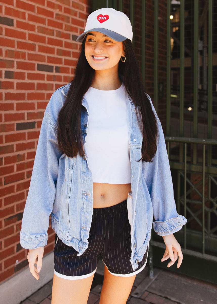 Chi Heart Icon Hat - Ivory & Breaker Blue