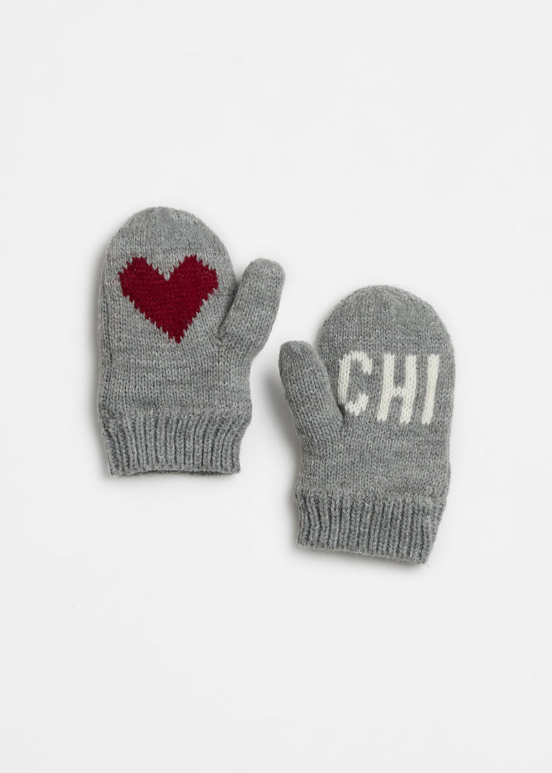 Mad Hatter Toddler Knit Mitten - <3 Chi Grey