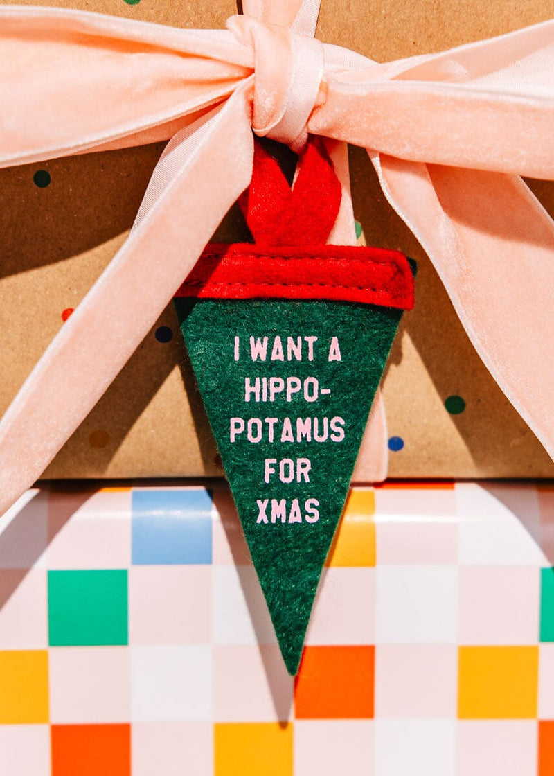 Mini Pennant Ornament - Hippopotamus for X-Mas