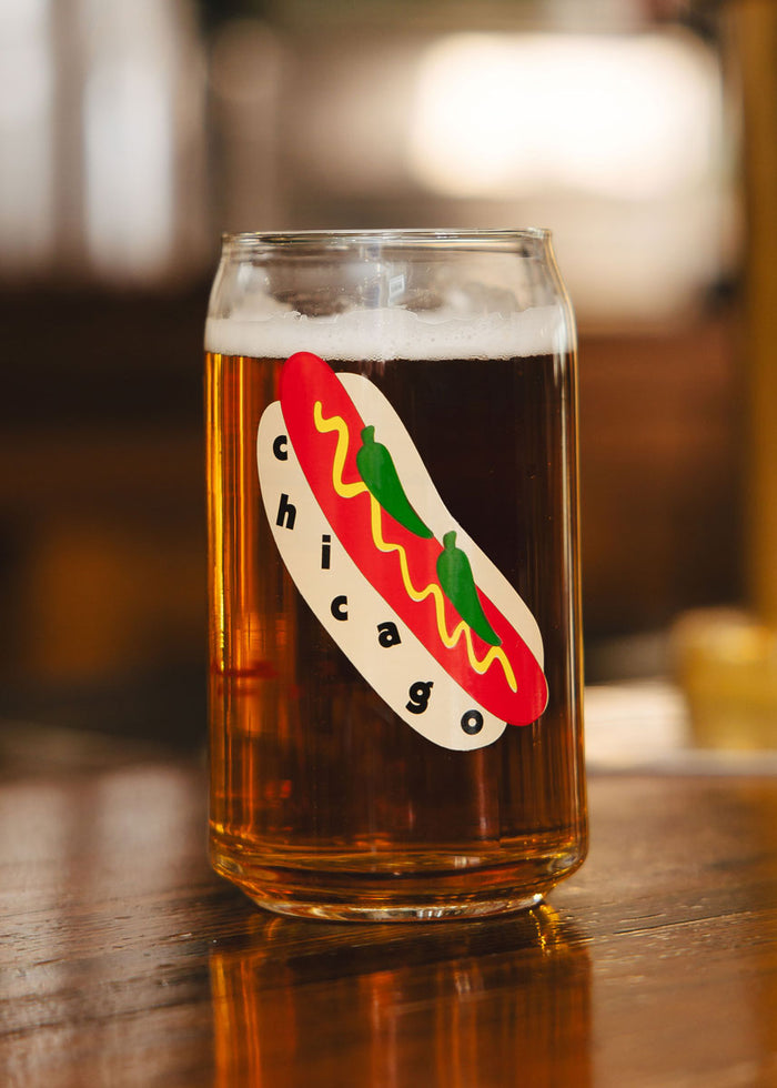 Chicago Hot Dog Can Glass