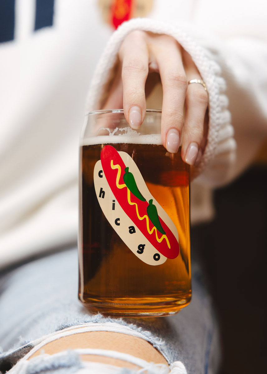 Chicago Hot Dog Can Glass