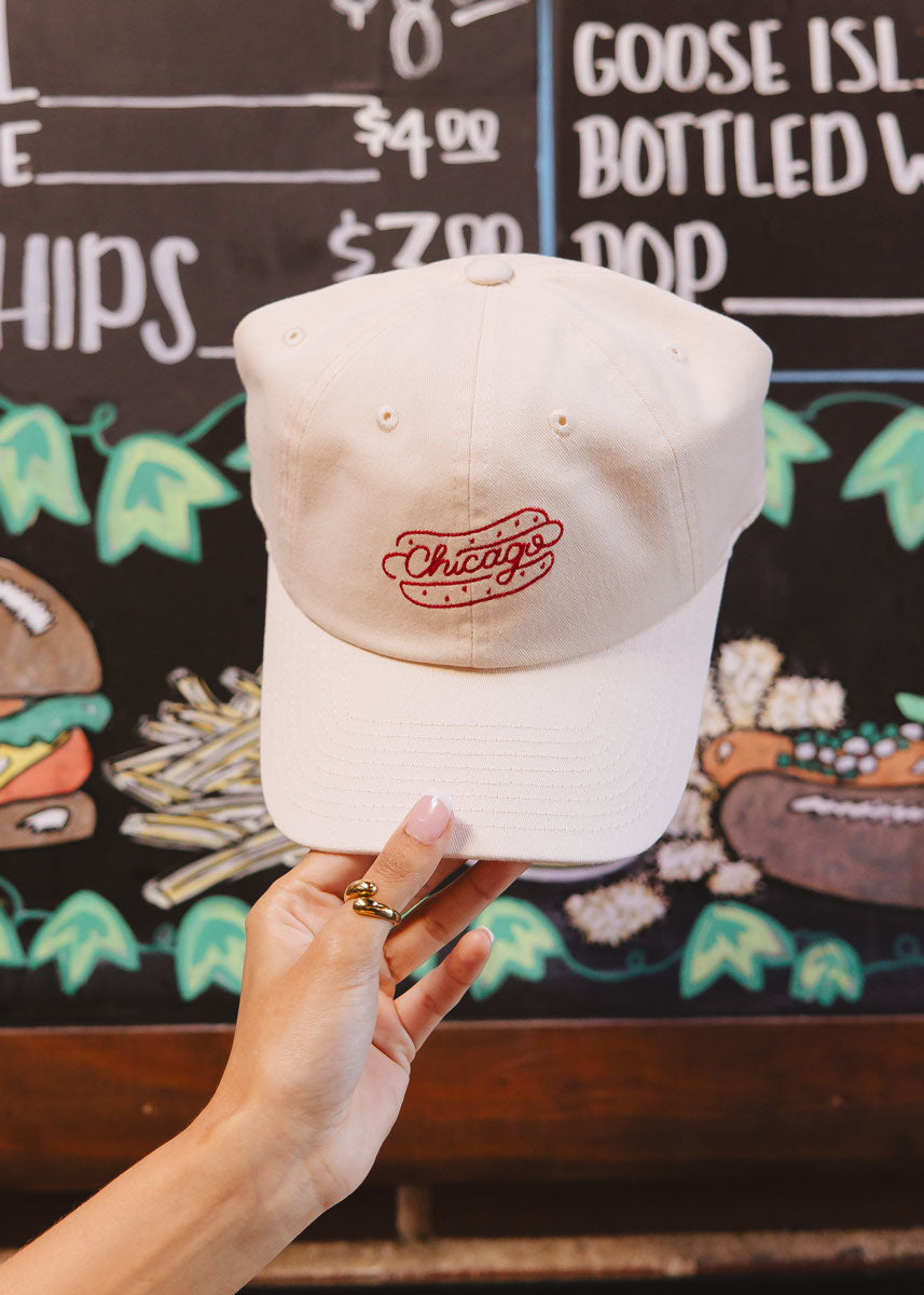 Chainstitch Chicago Dog Dad Hat - Ivory