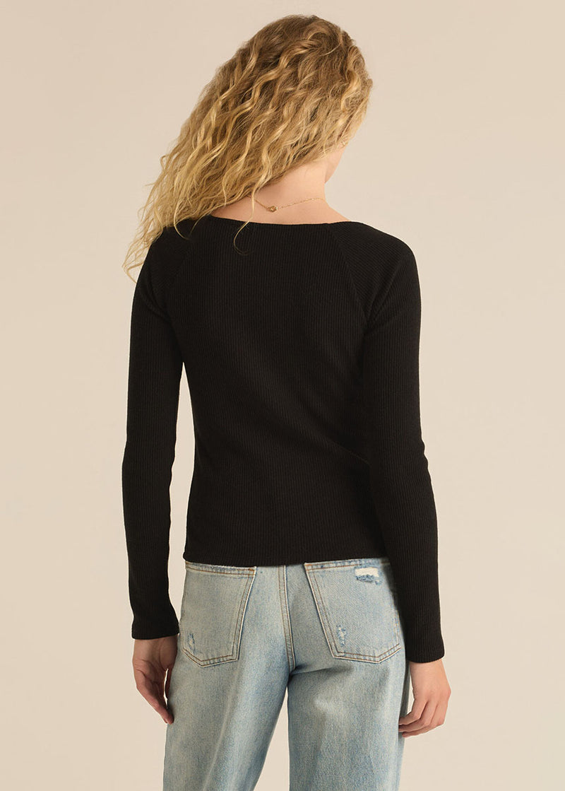 Pia Rib Top - Black