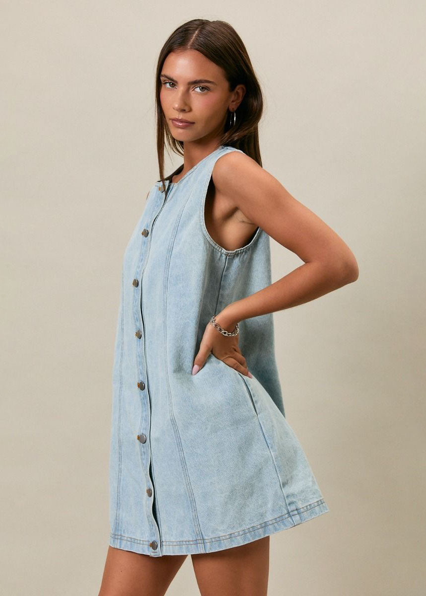 Remi Denim Mini Dress - Light Denim