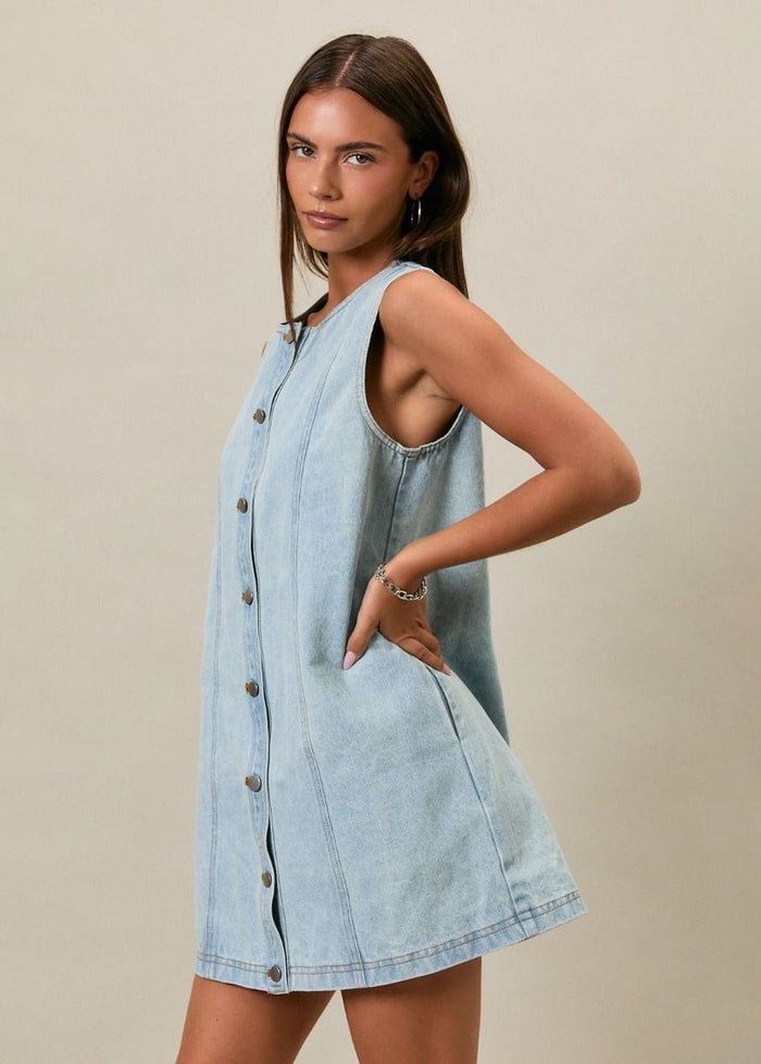Remi Denim Mini Dress - Light Denim