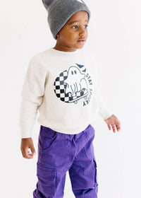 Stay Spooky Ghost Skateboard Sweatshirt - Natural Heather