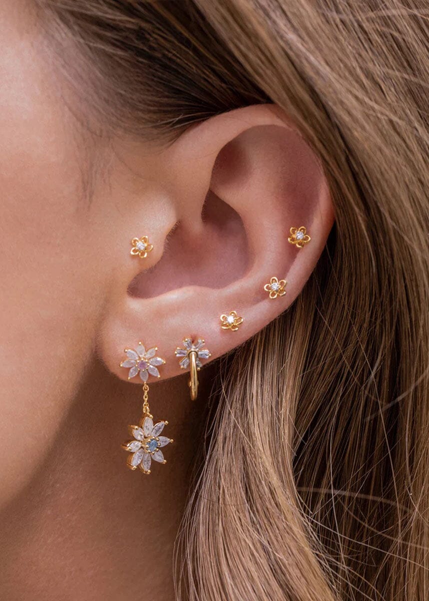 Teeny Tiny Flower Studs - Gold