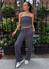 Inga Striped Wide Leg Pant - Vintage Navy