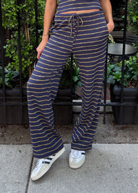 Inga Striped Wide Leg Pant - Vintage Navy