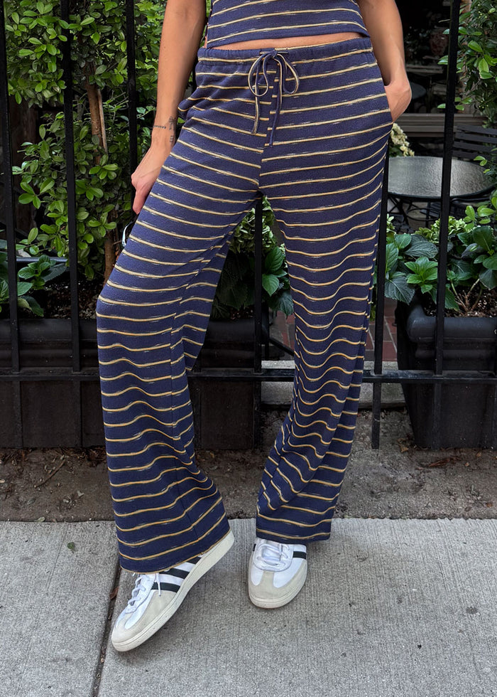 Inga Striped Wide Leg Pant - Vintage Navy