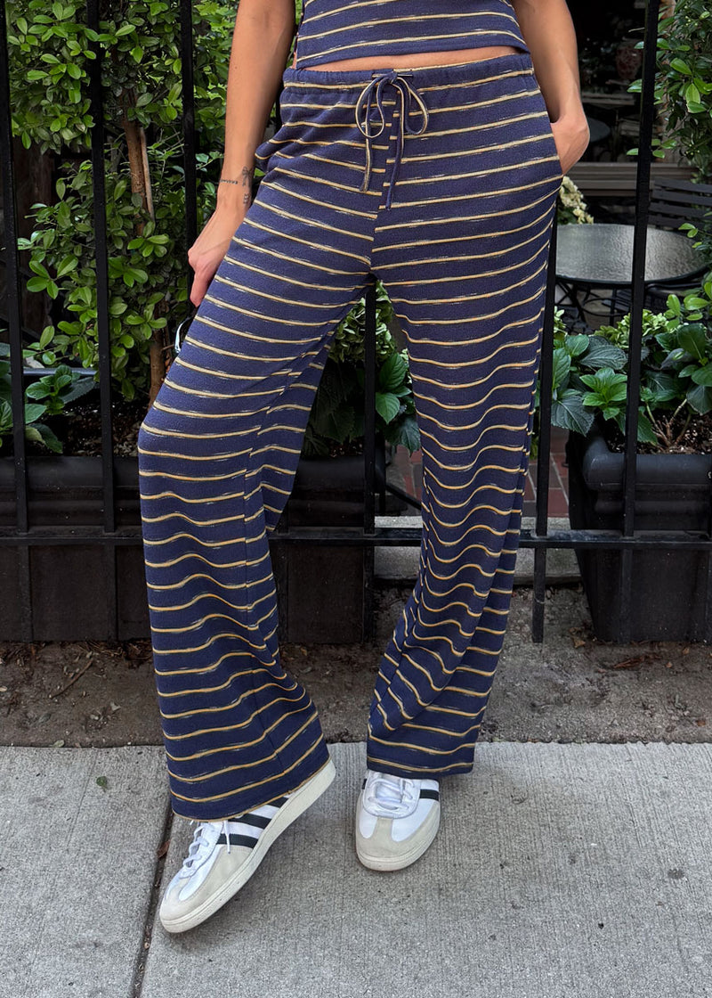 Inga Striped Wide Leg Pant - Vintage Navy
